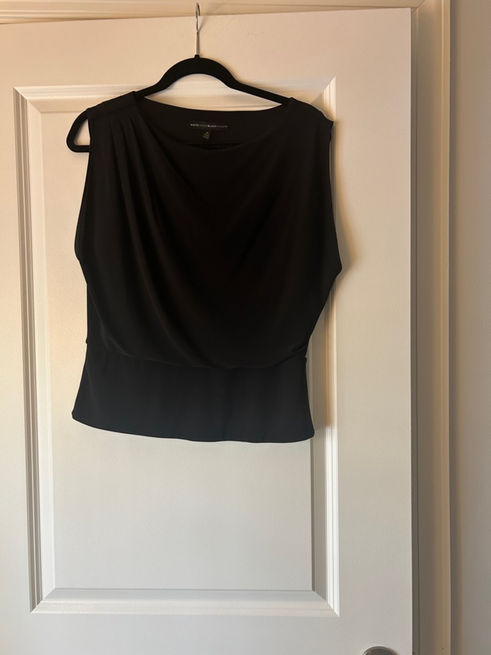 White House Black Market Black Sleeveless Draped Tank Top